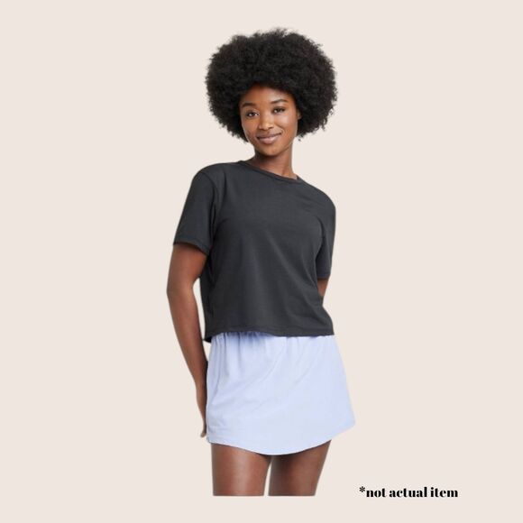 🖤 ALL IN MOTION ESSENTIAL CREWNECK SHORT SLEEVE TOP BLACK LARGE - Picture 1 of 8